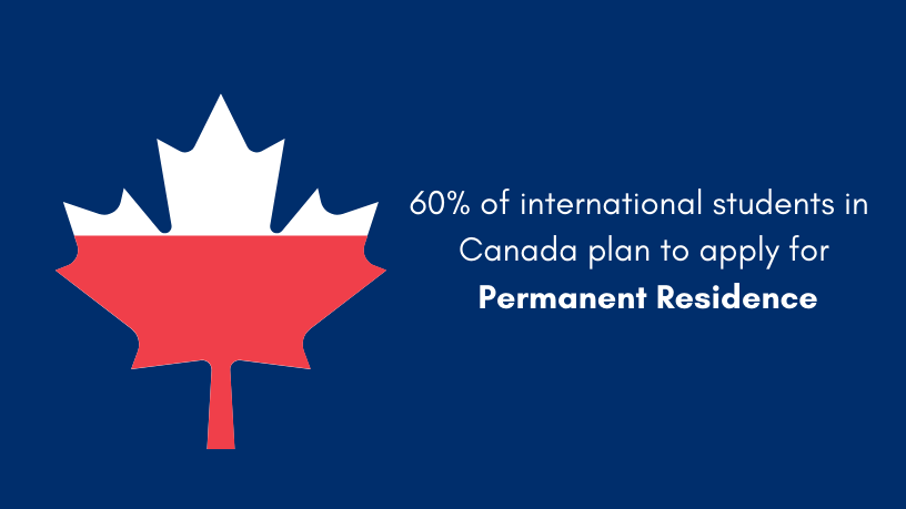 60 per cent of International Students plan to apply for Permanent Residence in Canada