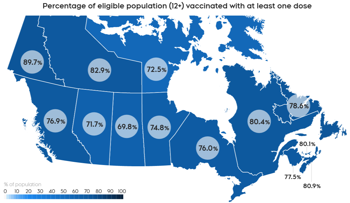 Map: Canada COVID Vaccination by Province
