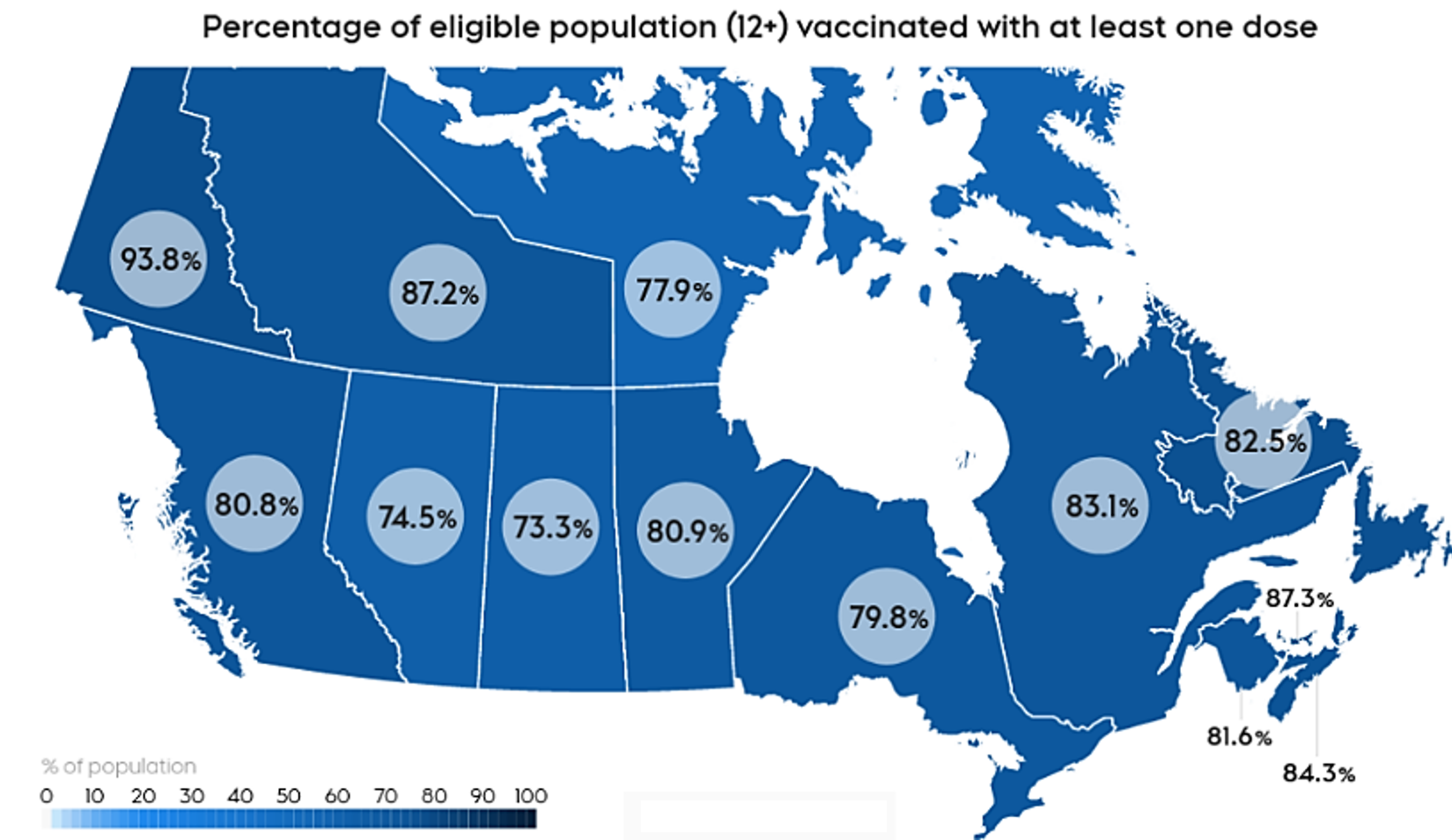 Map-Canada Vaccination Coverage by Province